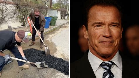 Arnold Schwarzenegger, tired of a pothole in his neighborhood, decides to fix it himself